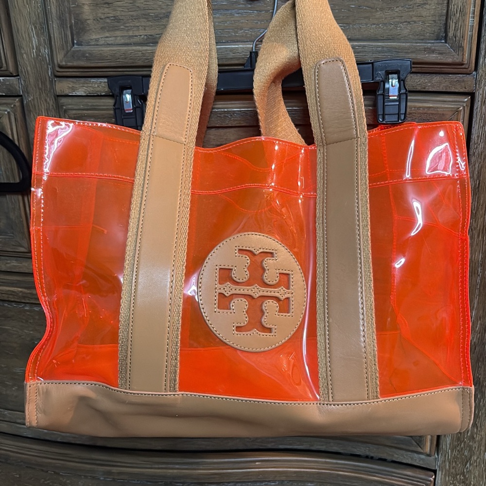 Tory Burch Vibrant Orange and Tan Tote